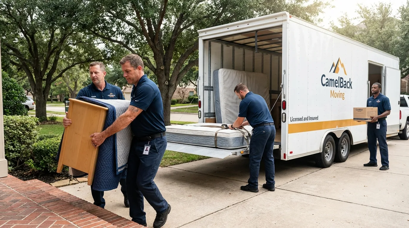 Crew loading residential truck for cross-state move from Callahan, FL
